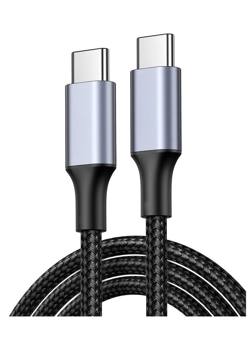 كابل USB C مضفر بطول 1 متر، مزود بخاصية توصيل الطاقة 100 وات، كابل شحن فائق السرعة PD، من USB C إلى Type C، لأجهزة iPhone 15/16 Pro Max وiPad Mini 7 وMacBook Pro وiPad وSamsung S25 Ultra/S24/23/H - Image 1